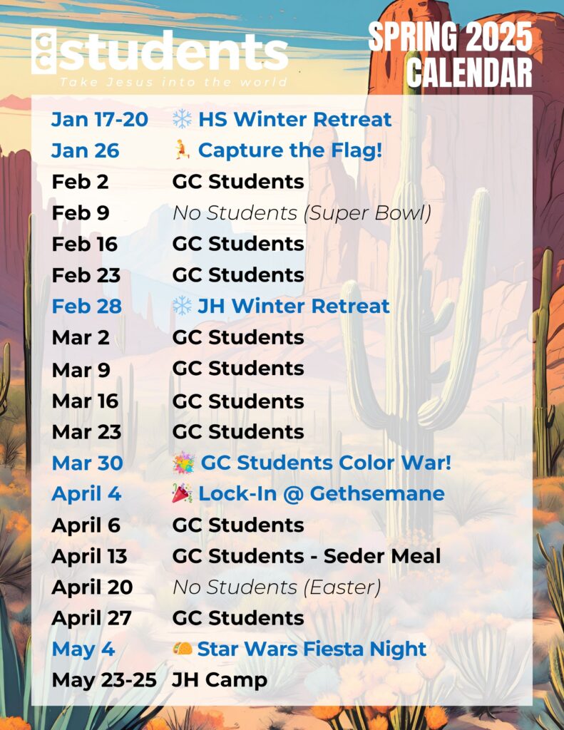 GC Students Spring 2025 Calendar